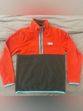 Cotopaxi Half-Zip Fleece Pullover Women’s Small Orange Olive Aqua Outdoor Layer